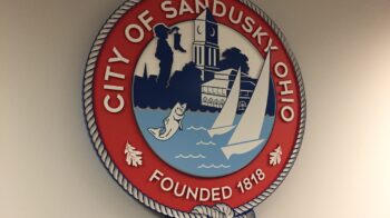 Dimensional City of Sandusky Ohio seal mounted on an interior wall, produced by Brady Signs, the sign company Sandusky has trusted since 1969.